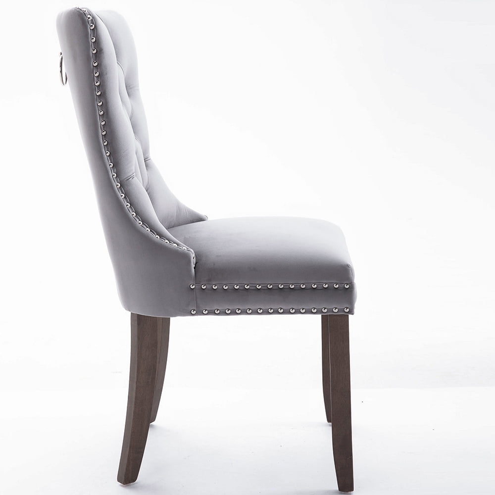 Kepooman 2Pcs Upholstered Tufted Armless Dining Chairs with High Back, Grey