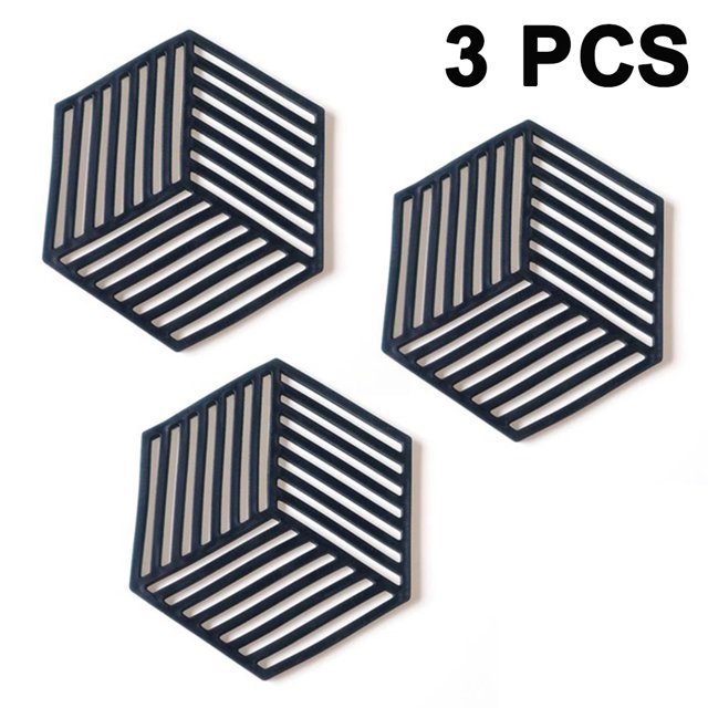 Posavasos de fieltro suave de 3 piezas, posavasos absorbentes hexagonales, almohadilla de aislamiento térmico de silicona resistente a altas temperaturas, posavasos de té de color sólido