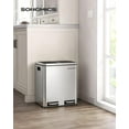 thumbnail image 2 of SONGMICS Garbage Can, 2 x 4 Gallon (2 x 15 L) Trash Can, Recycle Bin with Soft-Close Lids, Pedals, and Inner Buckets for Kitchen, Stainless Steel, Silver, 2 of 5