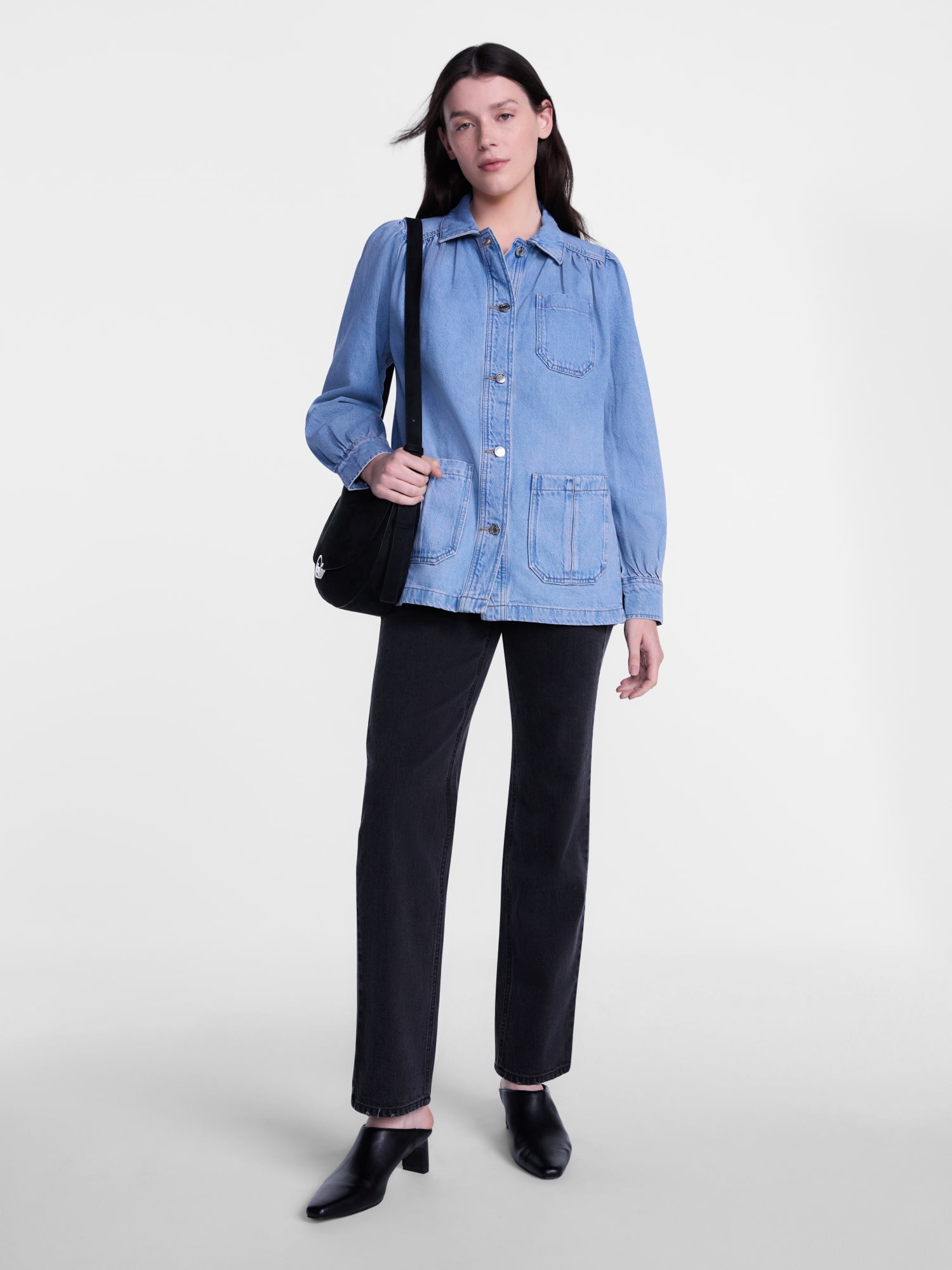 Scenario Women's and Women's Plus Chore Jacket with Long Puff Sleeves, Sizes XS-4X