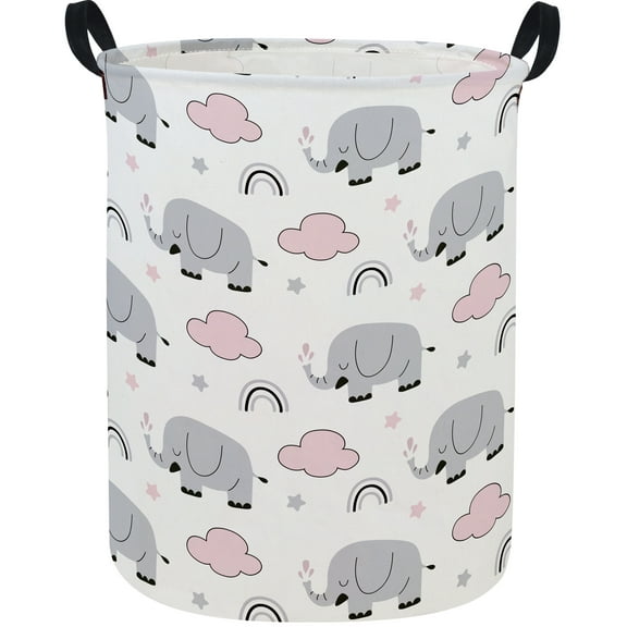 Kids Laundry Hamper,Elephant Hamper Collapsible Canvas Cute Laundry Basket for Boy sand Girls, Nursery Hampers,Gift Baskets,(Elephant)