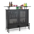 thumbnail image 1 of Mueble de Bar Costway Armario de Metal Negro 4 Niveles con 2 Estantes para Vino y 6 Soportes para Copas, 1 of 9