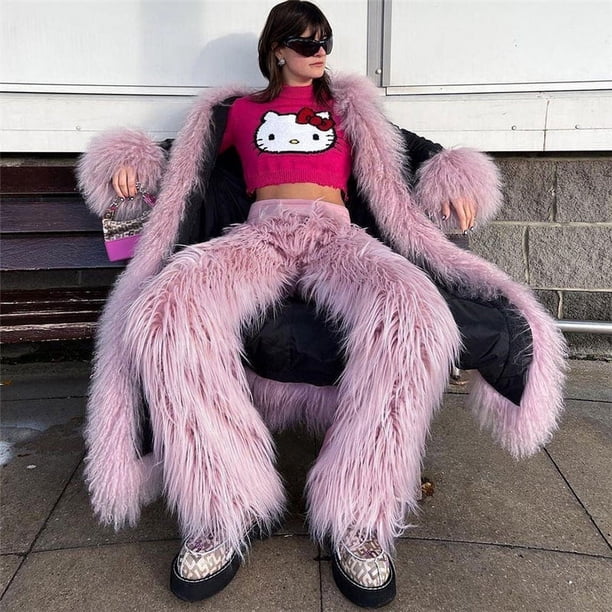 Ropa de mujer de otoño, pantalones casuales largos y rectos de cintura alta con piel de color sólido y sueltos para la calle