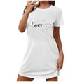 thumbnail image 4 of fheaev Chemises de Nuit pour Femmes Grande Taille Imprimé de la Saint-Valentin Chemise de Nuit Manches Courtes Col Rond Courte Robes de Maison pour Dormir Robe à Imprimé Floral, 4 of 5