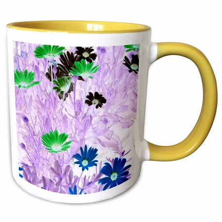 Multi Daisy Flower - 3dRose gerber daisies field multi colored flower invert 2 - Two Tone Yellow Mug, 11-ounce