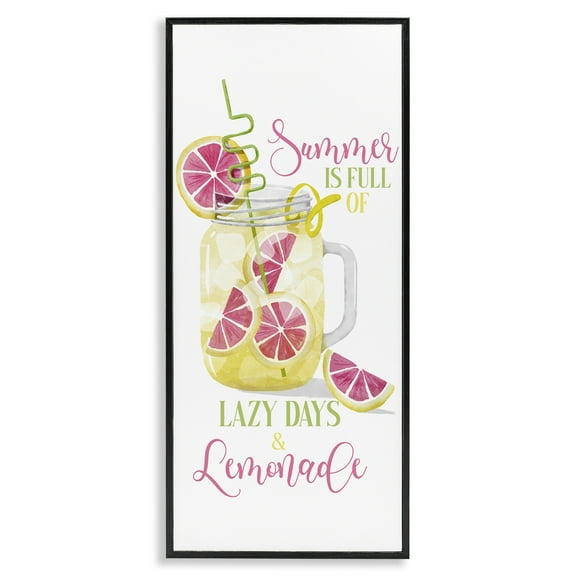 Stupell Industries Fun Summer Lemonade Food & Beverage Painting Black Framed Art Print Wall Art, 10 x 24