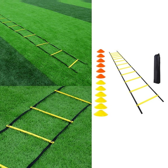 Agility Ladder Training Set Rung Ladder with 12 Disc Cs for indoor and outdoor, Footwork Equipment for Soccer Football Drills - Without Parachute