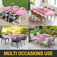 thumbnail image 5 of Valentine's Day Table Cloths for 6 Foot Rectangle Tables, Ombre Pink Gnomes Love Roses Romantic Patio Waterproof Elastic Fitted Tablecloths, Washable Rectangular Table Cover for Camping, 5 of 8