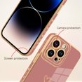 thumbnail image 2 of Compatible with iPhone 14 Pro Case Love Heart Plating Electroplate Luxury Elegant Case Camera Protector Soft TPU Shockproof Protective Corner Back Cover iPhone 14 Pro Case -Pink, 2 of 6