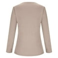 thumbnail image 6 of RYRJJ Women's Long Sleeve Lace V Neck Shirts Lightweight Slim Fit Stretchy Basic Tops Ribbed Knit Dressy Business Casual Blouses(Beige,L), 6 of 7