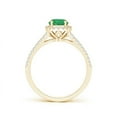 thumbnail image 2 of ANGARA Natural Twin Shank Emerald Halo Ring with Diamond Accents in 14K Yellow Gold for Women (Size-6mm) | May Birthstone, Birthday, Anniversary, Jewelry Gift for Women | Natural Emerald Ring, 2 of 7