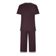 thumbnail image 7 of Dyegold Women's Pajama Sets Two Pieces Lounge Set Solid Color /Printed Short Sleeve Tops Capris With Pockets Loungewear Set, 7 of 7