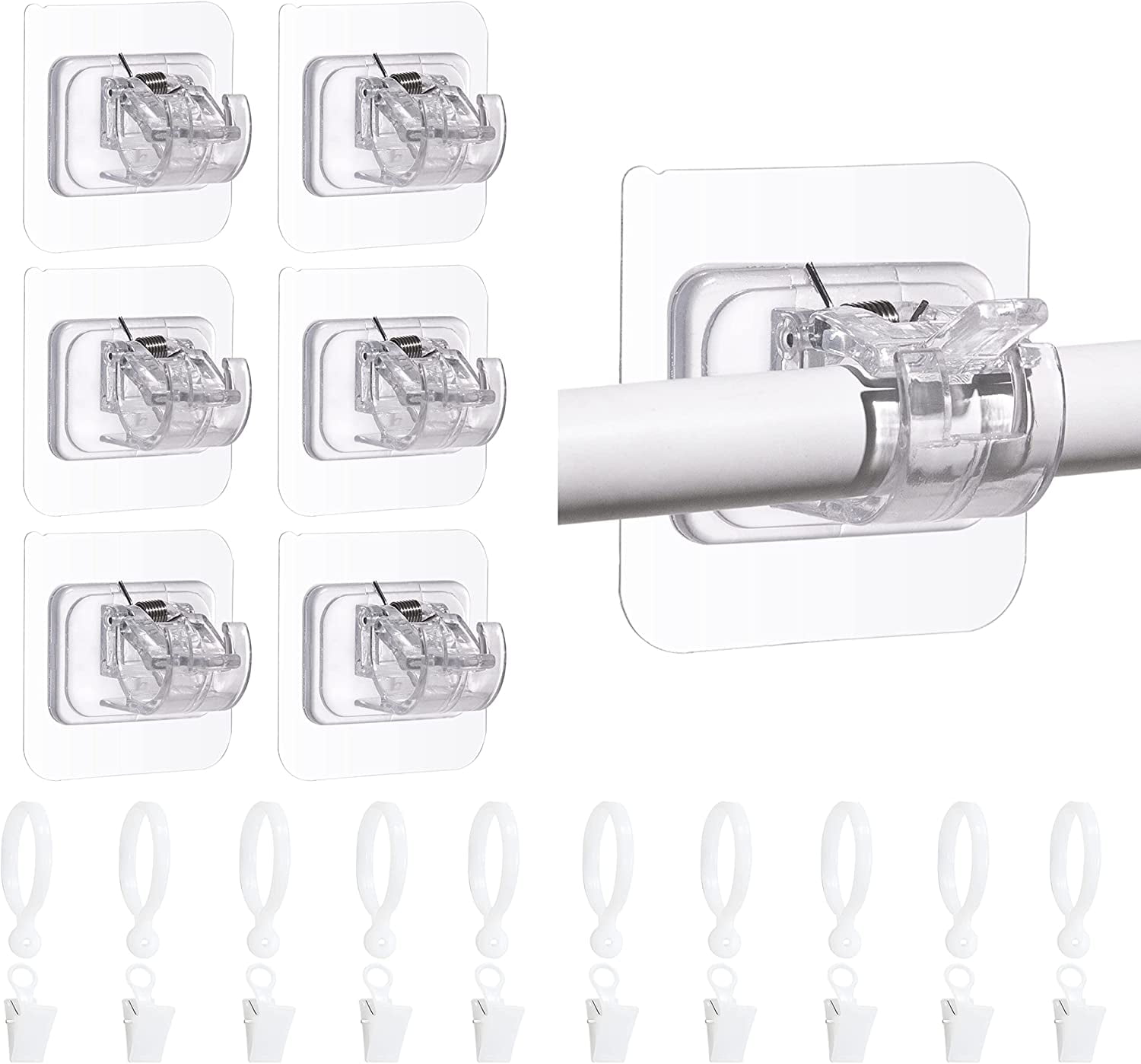 6 SelfAdhesive No Drill Curtain Rod Holder,Nail Free Adjustable
