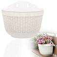 thumbnail image 2 of pdqouc Half Round Imitation Rattan Wall Hanging Planter, Semicircular Wall-Mounted Flower Pot, Decorative Hanging Planter for Indoor Outdoor Balcony Fence Garden Home Decor Supplies, 2 of 7