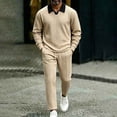 thumbnail image 2 of successthop Mens Sweat Suits Sets with Pockets 2 Piece Long Sleeve V Neck Collared Hoodie and Sweatpant Fall Outfits, 2 of 9