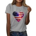 thumbnail image 5 of Sexlip Womens Swimsuit Set Gradient Heart Flag Print Cover Up Design Crew Neck Short Sleeve Casual Silhouette Lightweight Fabric for Beach Vacations Gray XL, 5 of 6