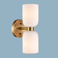 thumbnail image 1 of Luz de Tocador para Baño CLAXY con Vidrio Blanco Lechoso y Acabado Dorado - 2 Luces, 1 of 9