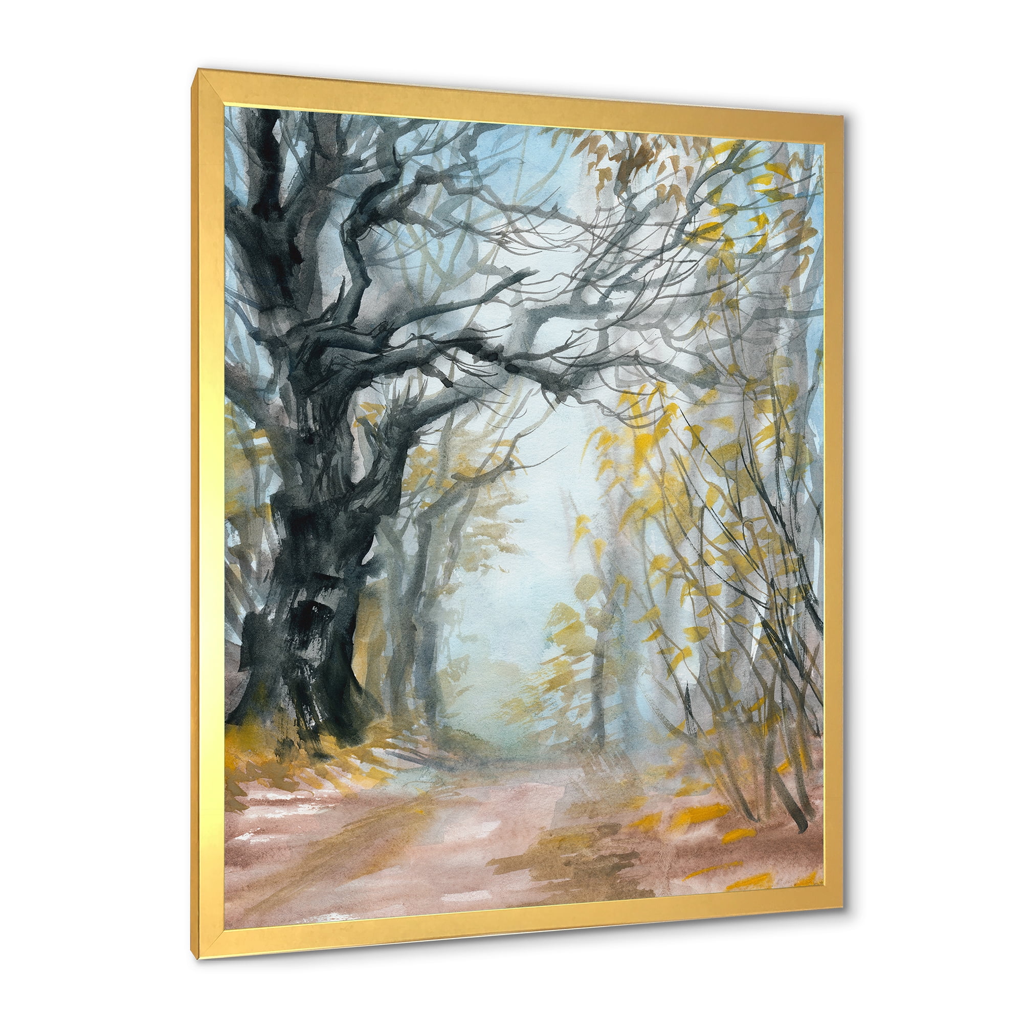 Designart 'Autumn in Misty Forest' Lake House Framed Art Print