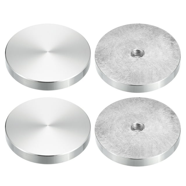 Unique Bargains M8 Fil 50mm Diamètre Forme Ronde Disque d'Aluminium Matériel 4pack Aluminium Cercle Disque Verre Haut Adaptateur pour Table en Verre