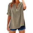 thumbnail image 2 of Loose Solid Color Women's Shirt - Stand Collar, Long Sleeve, for Casual and Festival Wear, M, Brown, 2 of 8