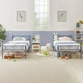 thumbnail image 3 of VECELO 2-Piece Twin Size Metal Bed Frame with Headboard and Footboard, No Box Spring Needed, Blue (Set of 2), 3 of 8