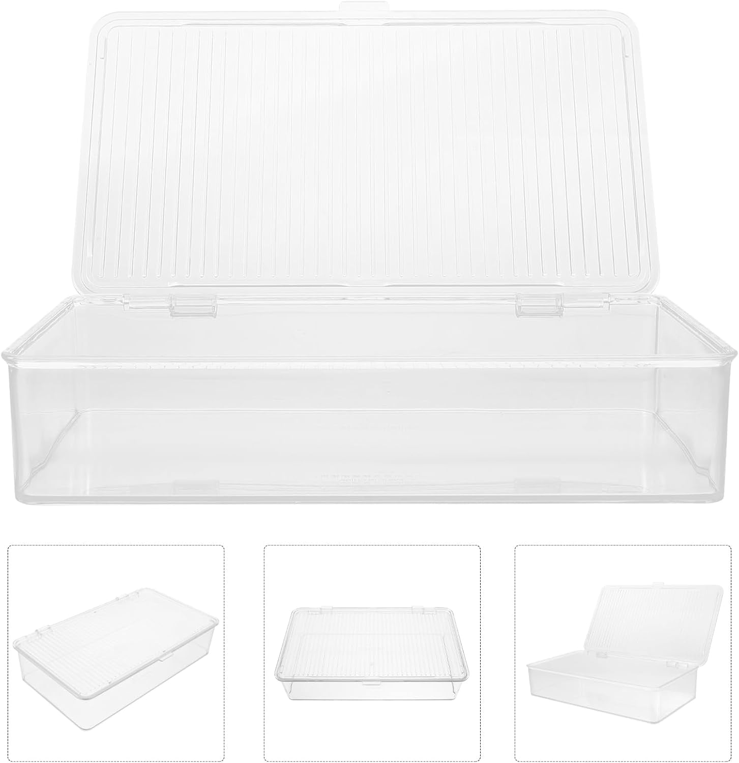 Transparent Plastic Utensil Holder with Hinged Lid, Stackable Cutlery Organizer for Forks, Knives, Spoons, and Tableware, Multi-Purpose Storage Box for Kitchen, Bathroom, Office, and Dorm, 10.