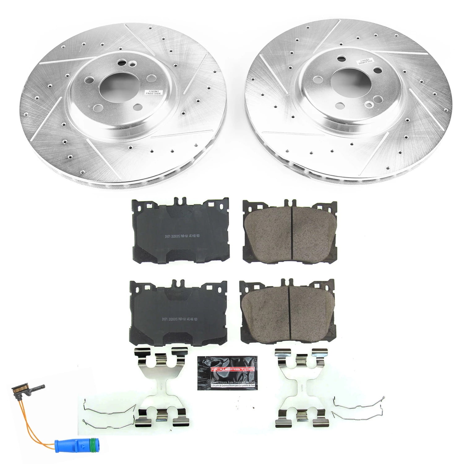 PowerStop Front Z23 Evolution Sport Carbon-Fiber Ceramic Brake Pad and Drilled & Slotted Rotor Kit Fits: MERCEDES-BENZ Select Models K7986