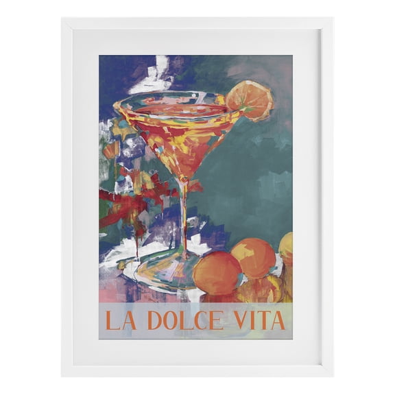 Stupell Industries Modern Citrus Cocktail on Blue White Framed Print Under Glass, 17 x 23, by Jane Slivka