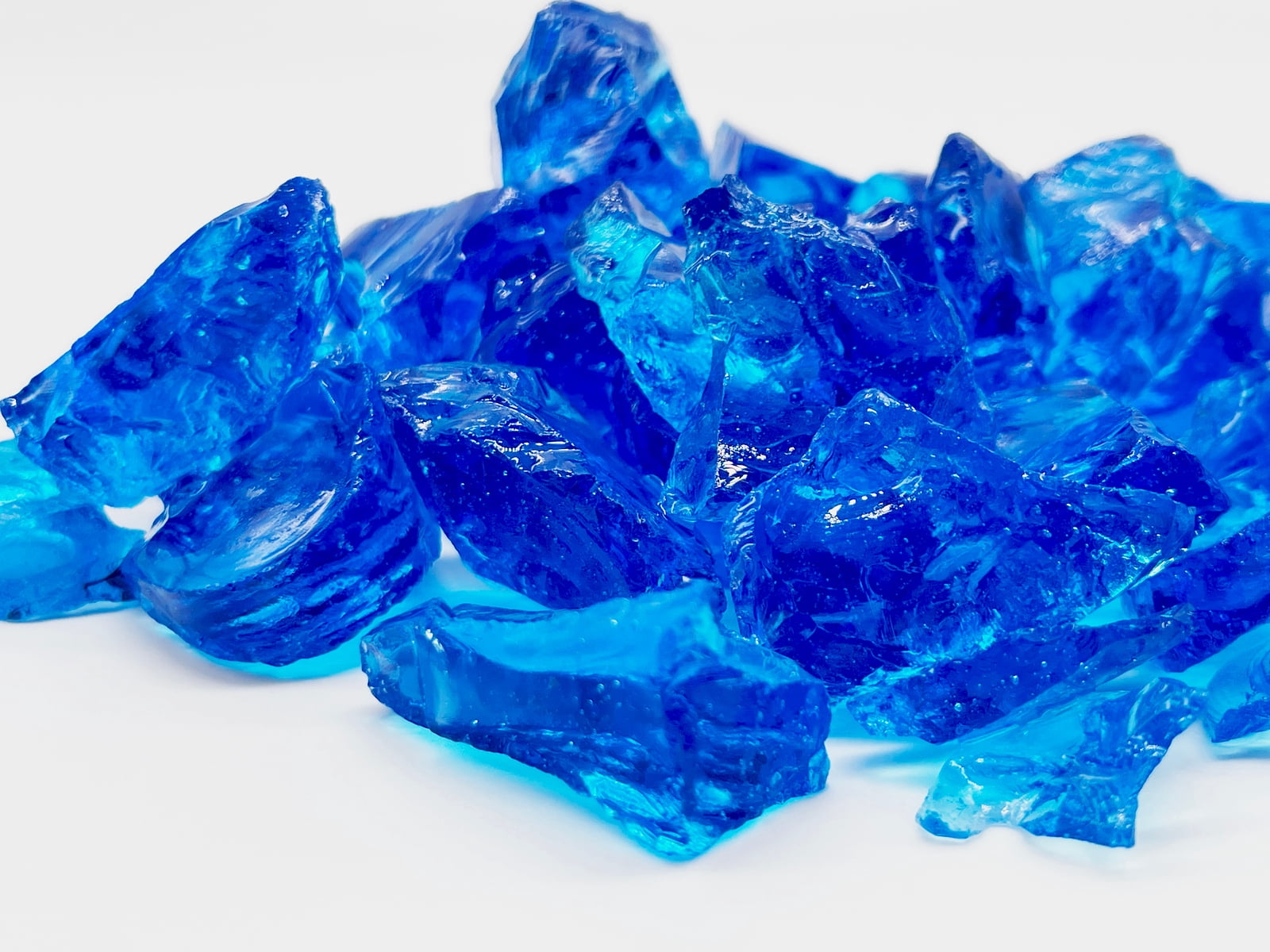 Turquoise Blue Fire Glass Product Sample 2oz - Blue Fire Pit Glass Sample