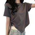 thumbnail image 2 of Camiseta de manga corta para mujer, camiseta de manga corta para mujer, camisa con cordón para mujer, camiseta de cuello redondo para mujer, rendimiento comprobado, 2 of 9