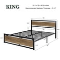 thumbnail image 4 of Amolife King Size Metal Platform Bed Frame with Wooden Headboard, 12.4" Under-Bed Storage, Brown, 4 of 7