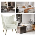 thumbnail image 5 of Velvet Accent Chair Wingback Home Lounge Single Sofa Upholstered Tufted High Back Golden Leg Living Room Adult Ivory, 5 of 7