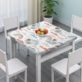 thumbnail image 3 of White Boho Bohemia Rainbow Clouds Sun Pattern Square Fitted Tablecloth with Elastic Edge,Square Table Cover,Washable Elastic Table Cover for Home Kitchen Party Decor 34"x34", 3 of 6