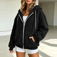 thumbnail image 2 of Ghalytn Women's Sherpa Fleece Zip Up Hoodie Jacket, Oversized Long Sleeve Hooded Coat with Pockets, 2 of 7