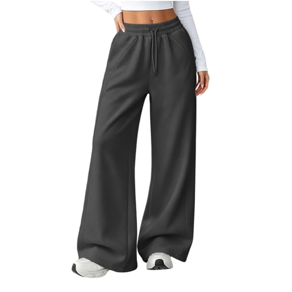 yardsong Women's Straight Leg Sweatpants with Pockets High Waisted Drawstring Baggy Lounge Pant Gym Athletic Oversized Sweatpants Dark Gray,XXL