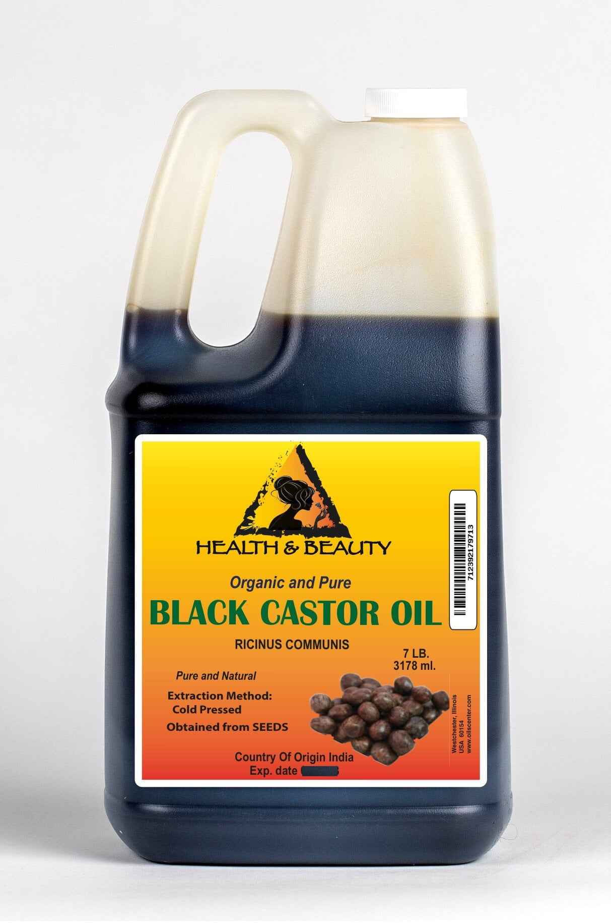 Black Castor Oil Organic USP Grade Hexane Free Cold Pressed Premium Pure 7 Lb