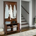 thumbnail image 3 of Gymax Hall Tree Storage Bench Entry Stand Coat Hat Rack with Shelf & 3 Hooks Organizer Brown, 3 of 10