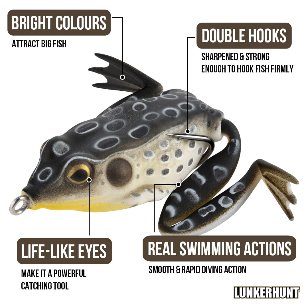 (2 pack) Lunkerhunt Pocket Frog - Topwater Lure - Croaker,1.75in,1/4oz,Soft Baits,Fishing Lures