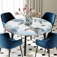thumbnail image 3 of Sea Turtle Coastal Round Fitted Tablecloth with Elastic Edge, Waterproof Table Cloth Table Cover for 36"-44" Tables, Summer Beach Coral Ocean Blue Nautical Tablecloths for Dining Picnic Outdoor, 3 of 9