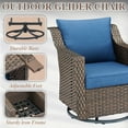 thumbnail image 5 of PARKWELL Outdoor Patio Swivel Glider Chair Set of 2,All-Weather Rattan Swivel Rocking Lounge Chair with Removable Navy Cushions for Porch Balcony Backyard,Brown Wicker, 5 of 10