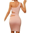 thumbnail image 7 of Biekopu Women Mini Dress Solid Color Oblique Shoulder Cutout Tie-Up Sleeveless Backless Party Dress, 7 of 7