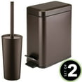 thumbnail image 2 of mDesign Metal Toilet Bowl Brush and Holder + Wastebasket - Set of 2, Bronze, 2 of 9