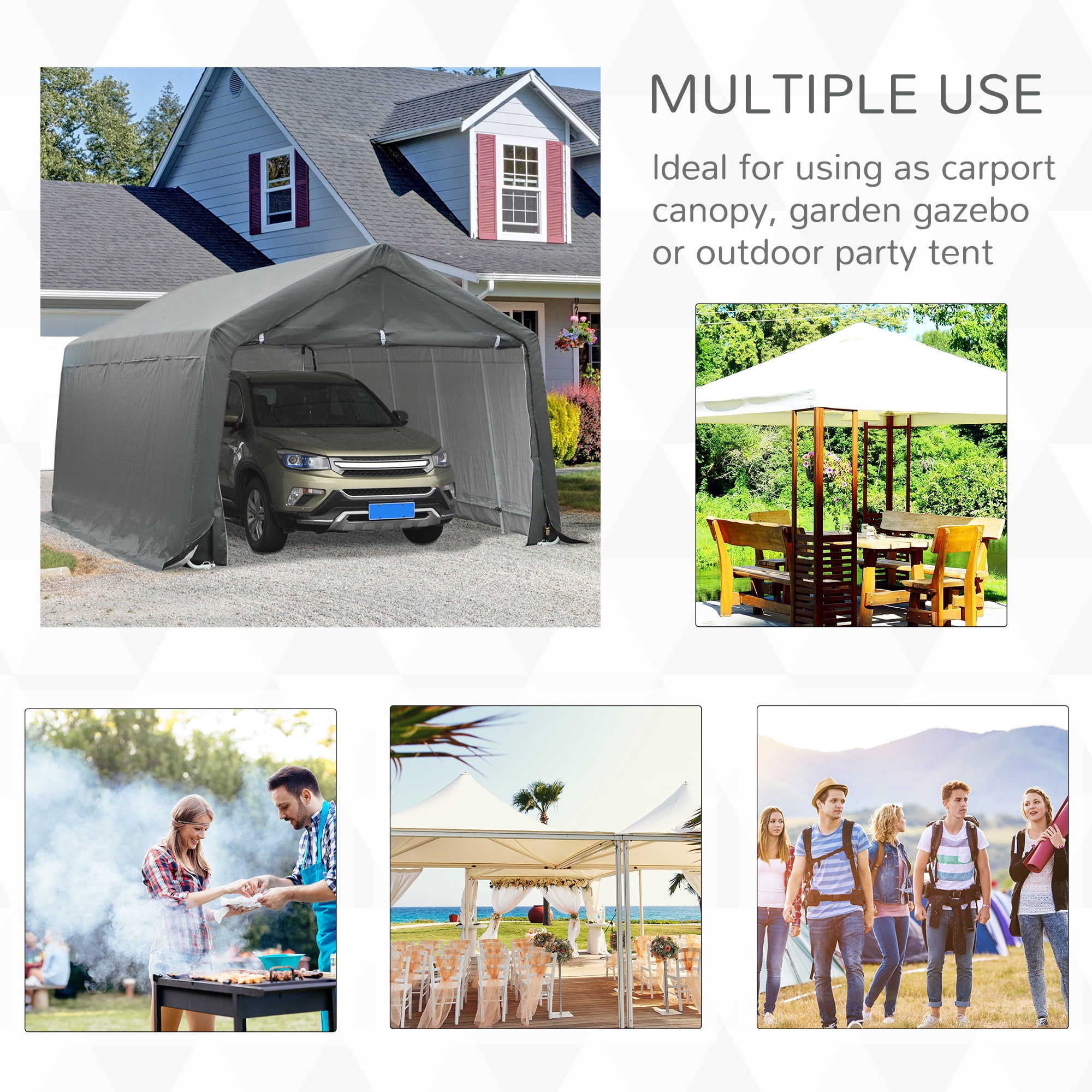 Homiyad 12x20 Carport Canopy, Heavy-Duty Waterproof Shelter, Reliable Protection for Vehicles