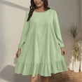 thumbnail image 2 of Ashirexll Midi Dresses for Women, Womens Winter Dresses, Plus Size Solid Color Leisure Loose Comfortable Long Sleeve Round Neck, 2 of 6