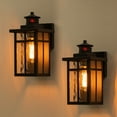 thumbnail image 2 of C Cattleya Matte Black Motion Sensing Dusk to Dawn Outdoor Wall Lantern Sconces with Water Glass(2-Pack), 2 of 5