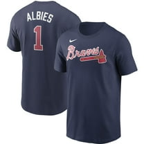Men's Nike Ozzie Albies Navy Atlanta Braves Fuse Name & Number T-Shirt