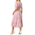 thumbnail image 3 of INSPIRE CHIC Women's Summer Dresses Smocked Floral Sundress Tiered Beach Flowy Boho Maxi Dress L Pink, 3 of 6