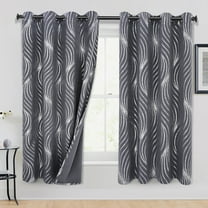Alishomtll Dark Gray Blackout Curtains for Living Room ,Modern Metallic Silver Wave Pattern Bedroom Thermal Insulated Drapes ,2 Panel Set,52"x63"