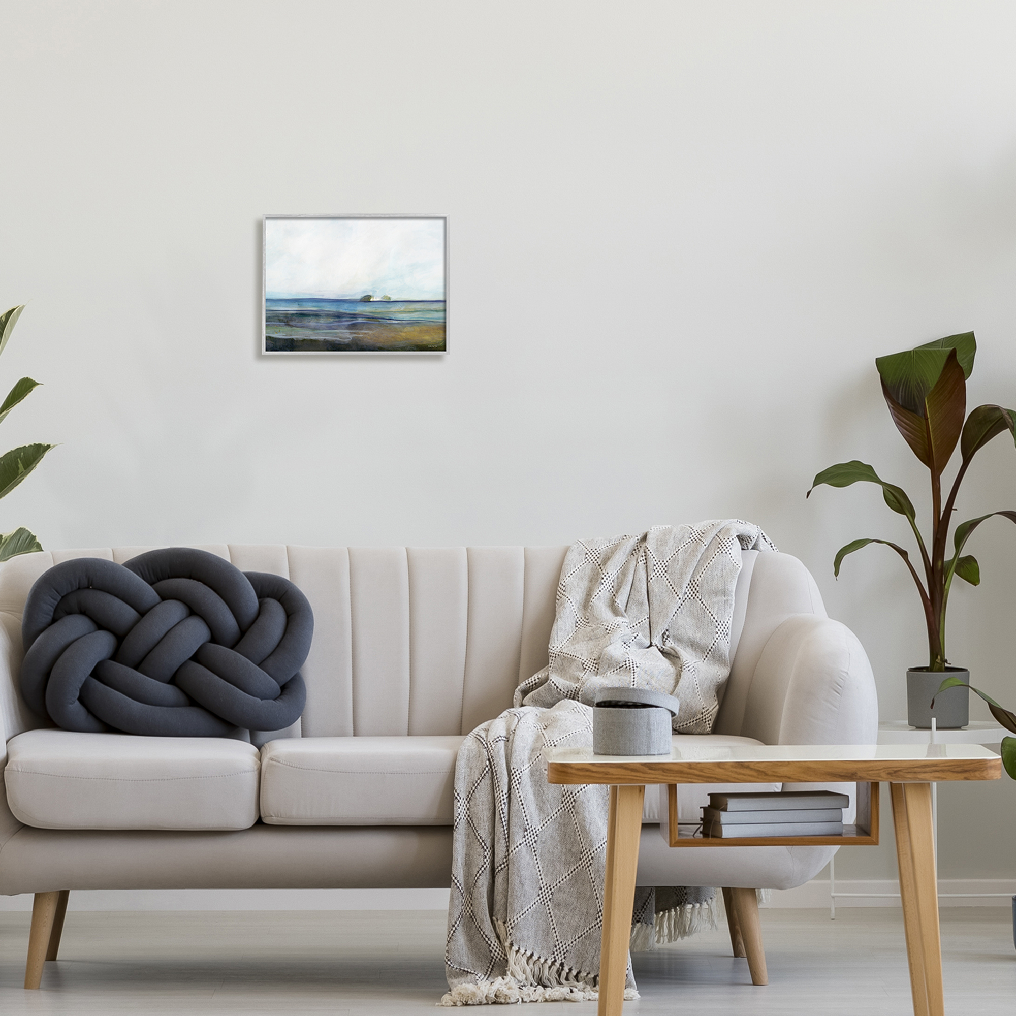 Stupell Abstract Beach Shore Nautical Landscape Abstract Painting Gray Framed Art Print Wall Art