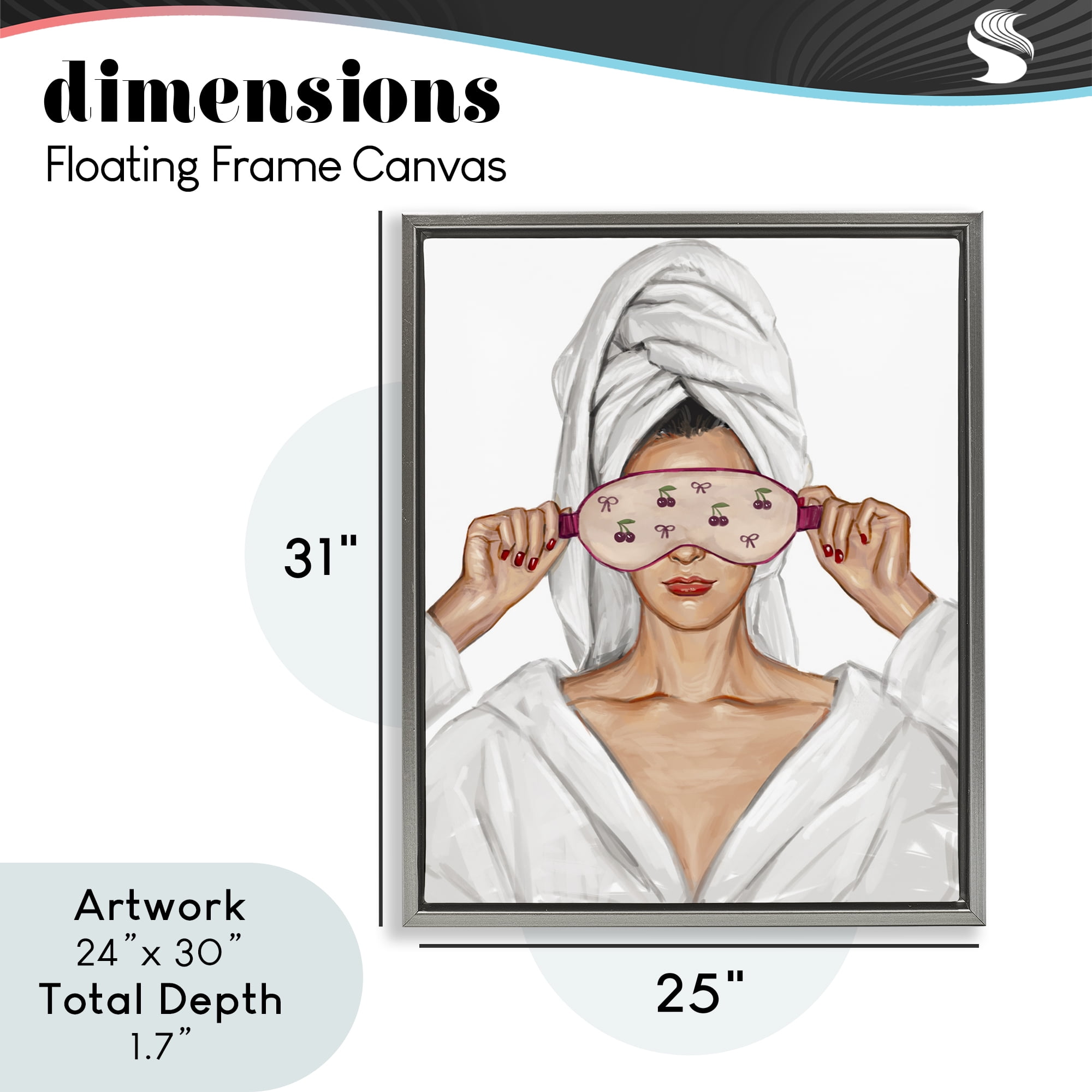 Cherry Eye Mask Fashionista Gray Framed Floater Canvas Wall Art, design by Ziwei Li